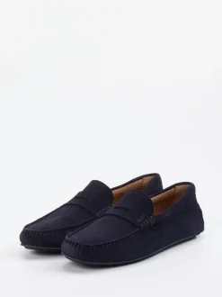 Boss – Loafer aus Veloursleder Dunkelblau