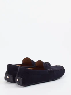 Boss – Loafer aus Veloursleder Dunkelblau