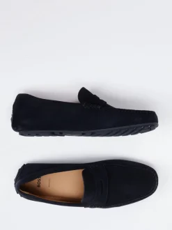 Boss – Loafer aus Veloursleder Dunkelblau