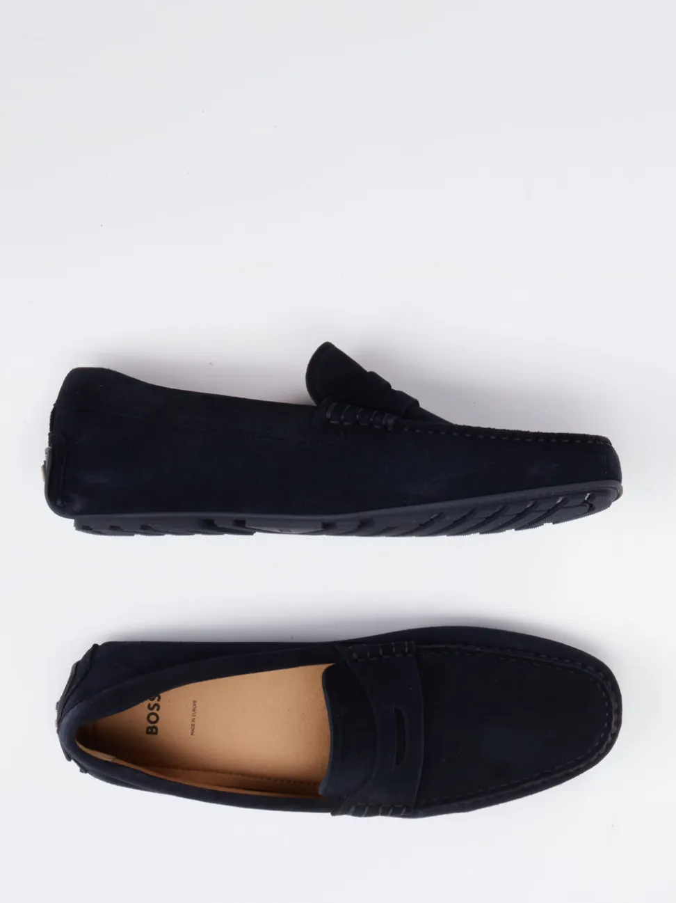 Boss – Loafer aus Veloursleder Dunkelblau