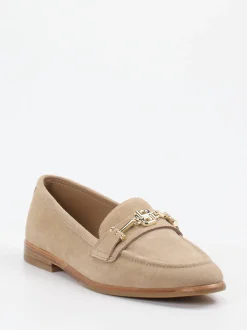 Boss – Loafer aus Veloursleder in Beige