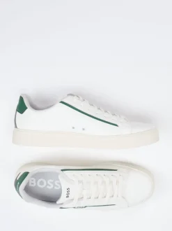 Boss – Low-Top Sneaker aus Kalbleder Off-White