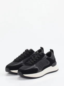 Boss – Low-Top Sneaker aus Velour/Textil Schwarz
