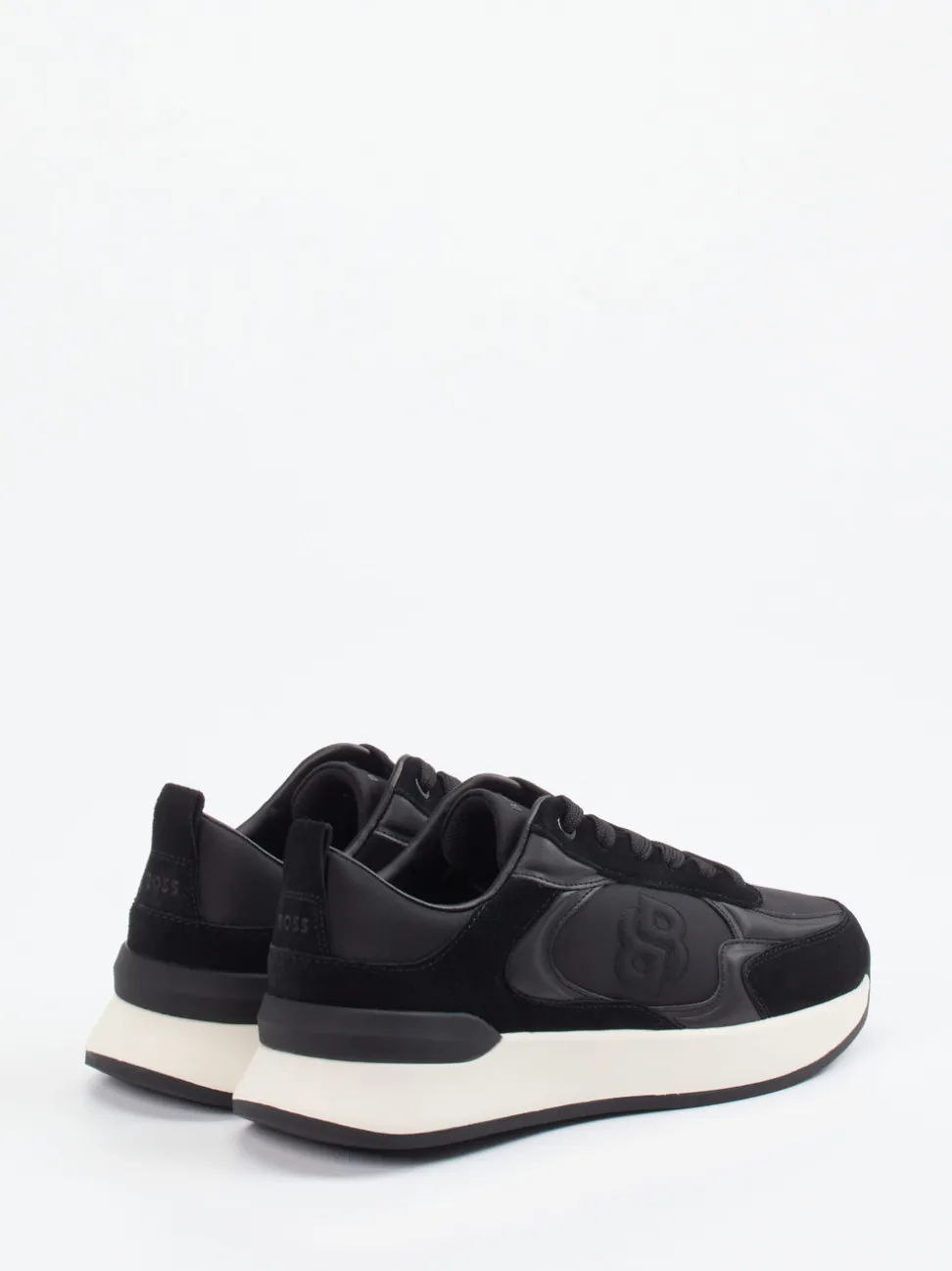 Boss – Low-Top Sneaker aus Velour/Textil Schwarz