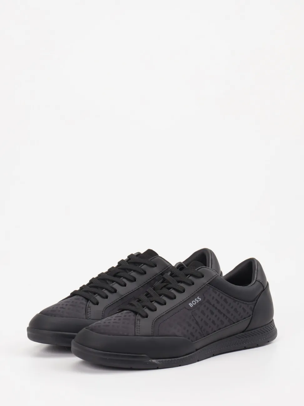 Boss – Low-Top-Sneaker aus Textil und Synthetik schwarz
