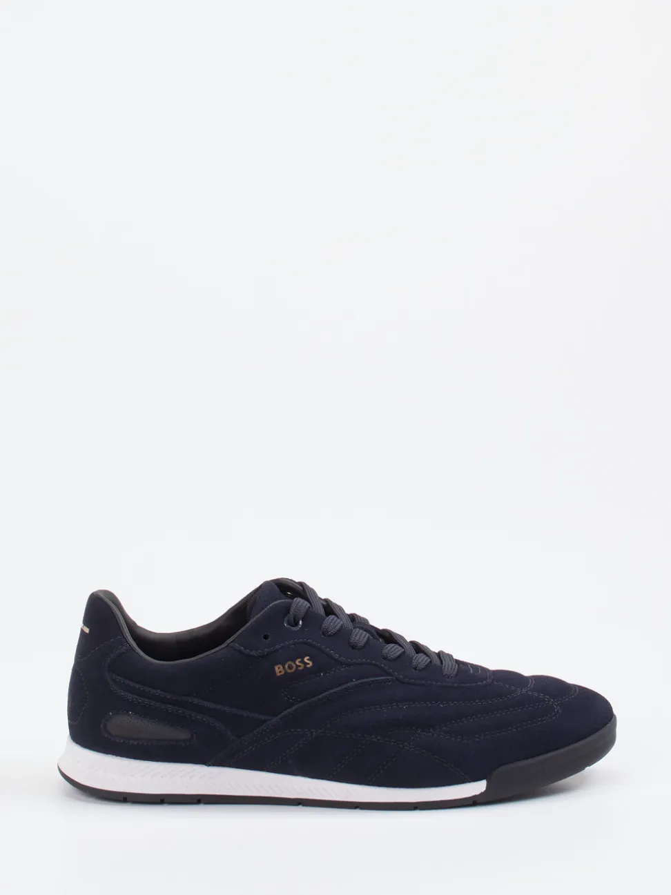 Boss – Low-Top-Sneaker aus Veloursleder Dunkelblau