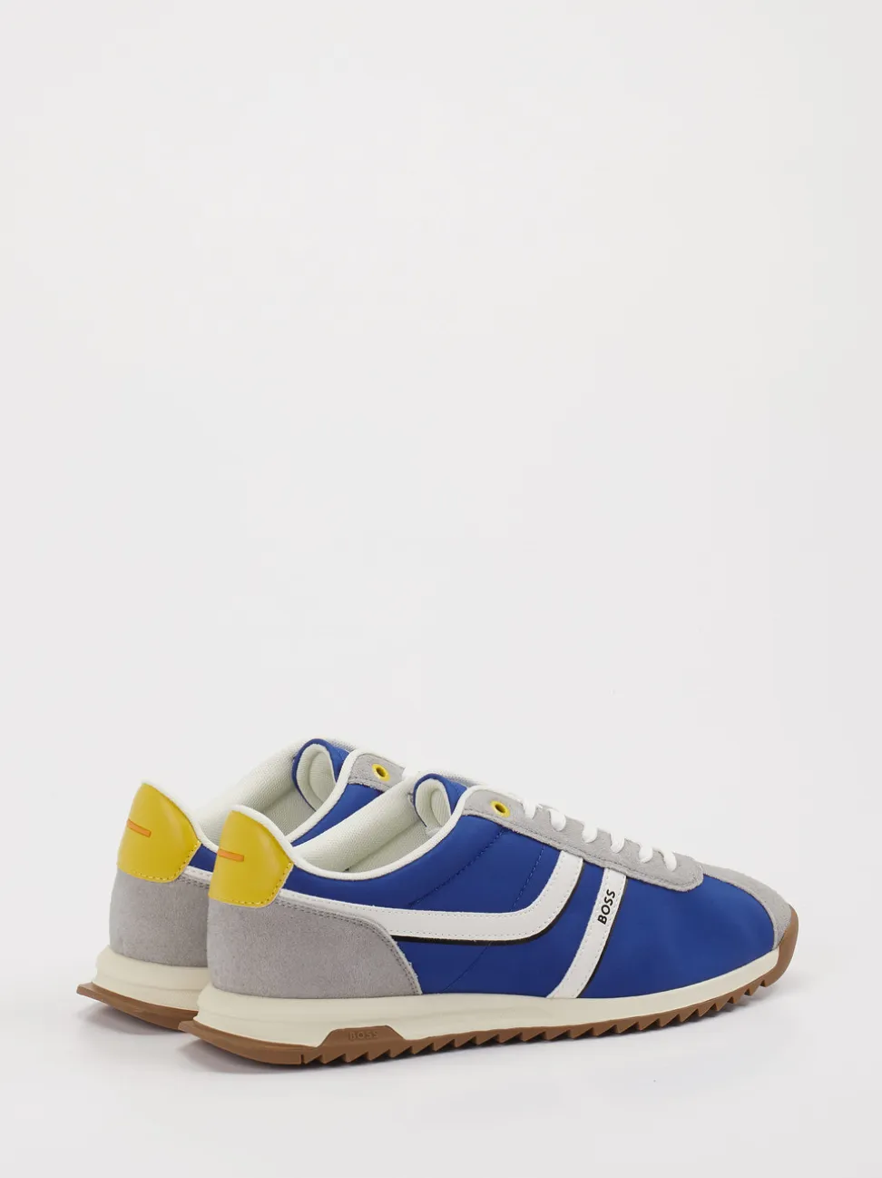 Boss – Retro-Sneaker aus Leder und Textil Blau