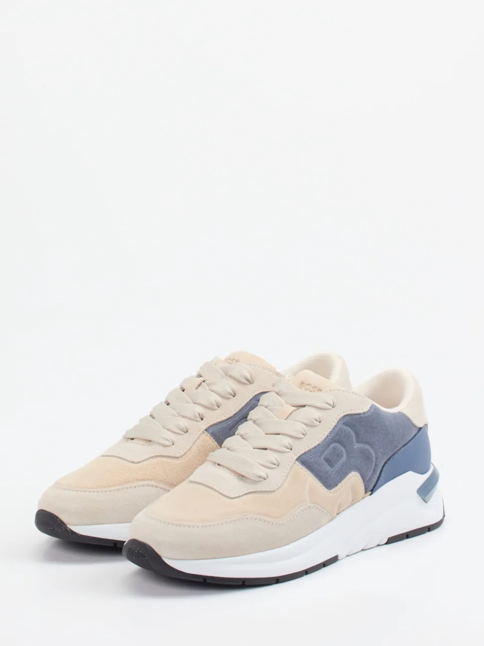 Boss – Retro-Sneaker aus Veloursleder Beige