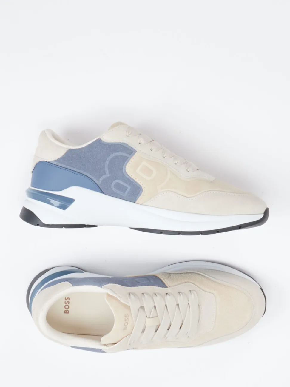 Boss – Retro-Sneaker aus Veloursleder Beige