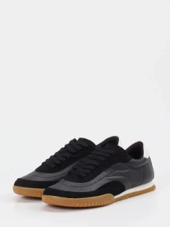 Boss – Retro-Sneaker aus Velours- und Glattleder Schwarz