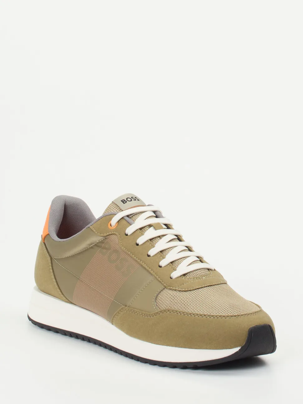 Boss – Retro-Sneaker aus Veloursleder Khaki