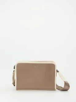 Boss – Schultertasche aus Kalbleder in Taupe
