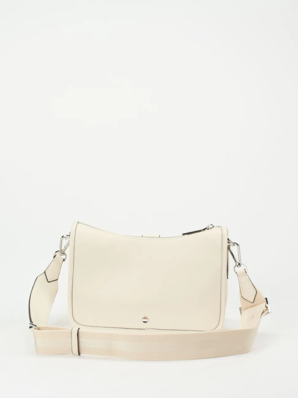 Boss – Schultertasche aus Kalbleder cremeweiß
