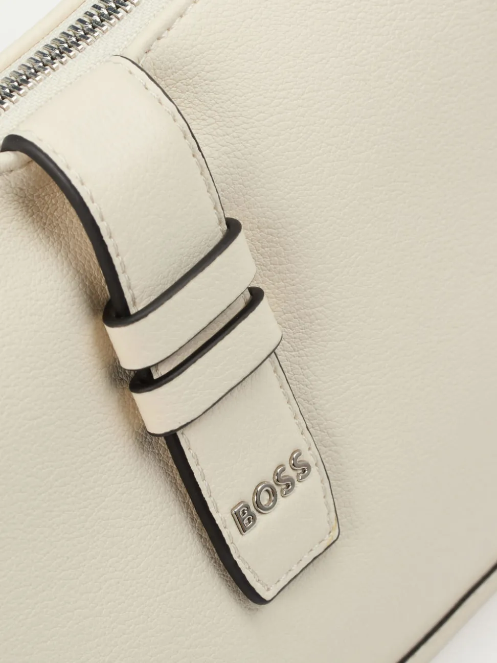 Boss – Schultertasche aus Kalbleder cremeweiß