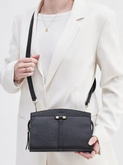 Boss – Schultertasche aus Kalbleder Schwarz