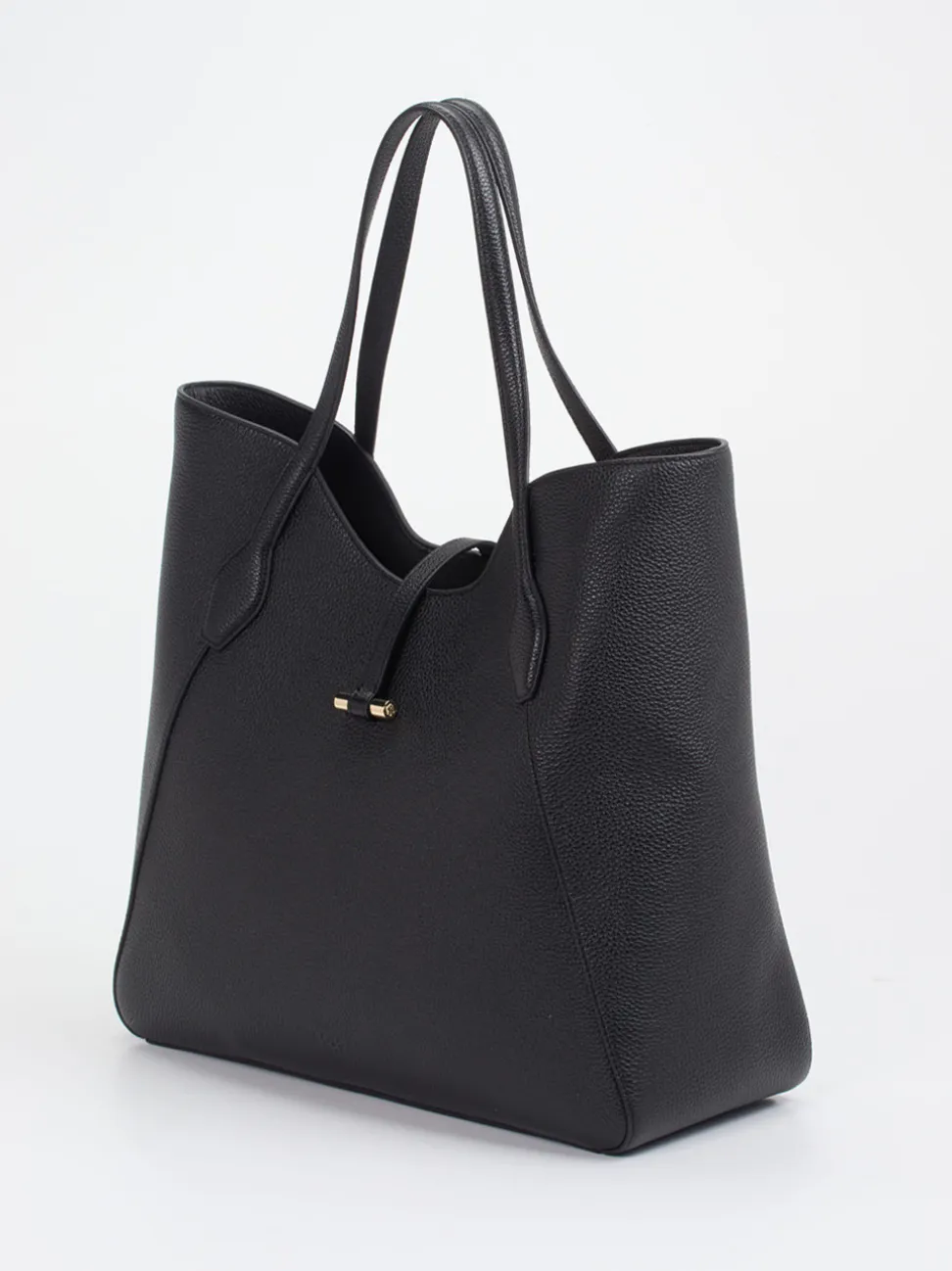 Boss – Shopper aus Kalbleder in Schwarz