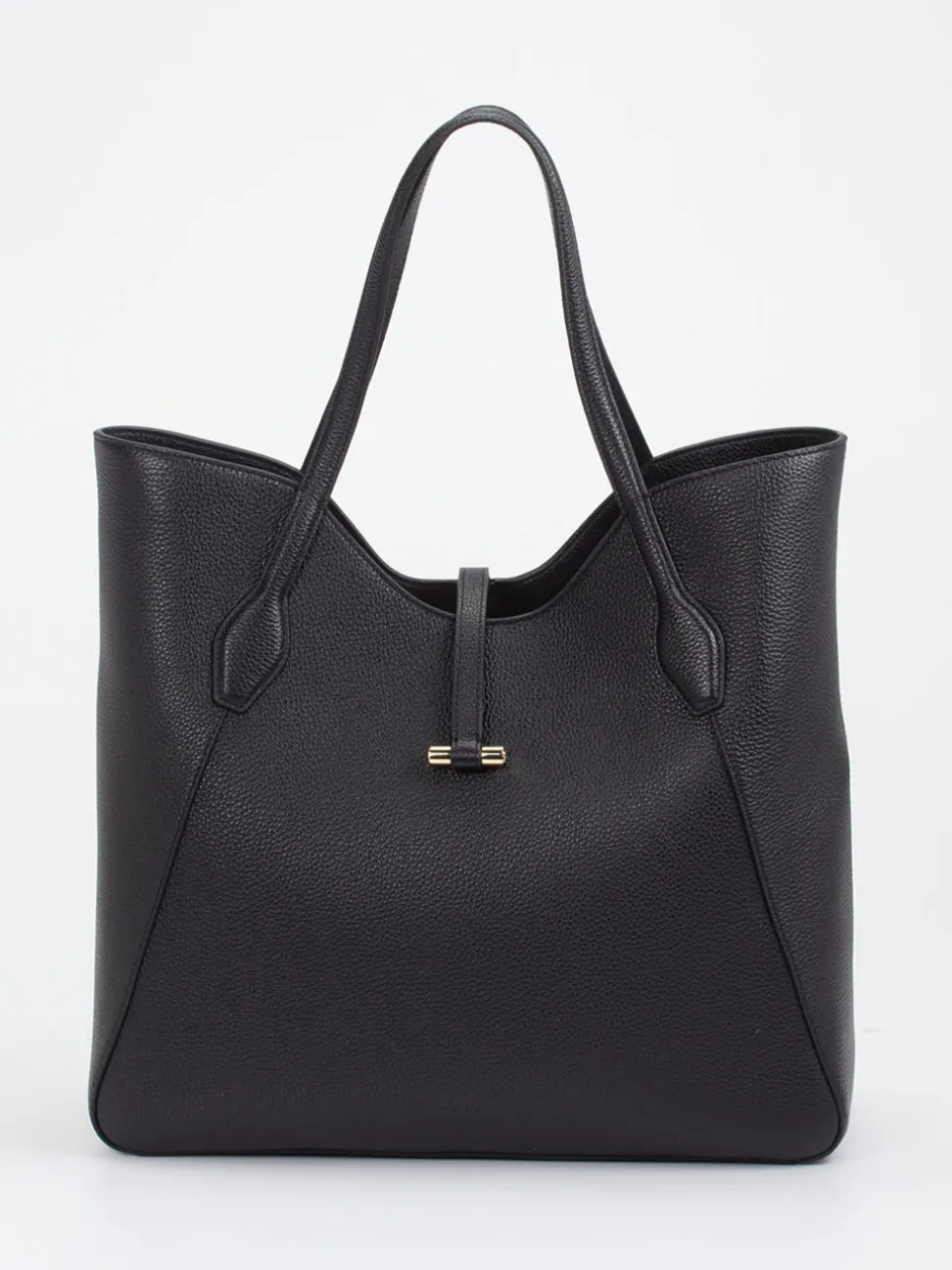 Boss – Shopper aus Kalbleder in Schwarz