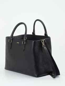 Boss – Shopper aus Kalbleder in Schwarz