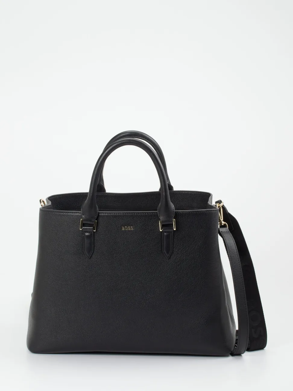 Boss – Shopper aus Kalbleder in Schwarz