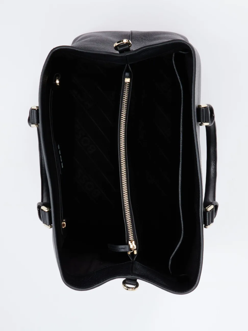 Boss – Shopper aus Kalbleder in Schwarz
