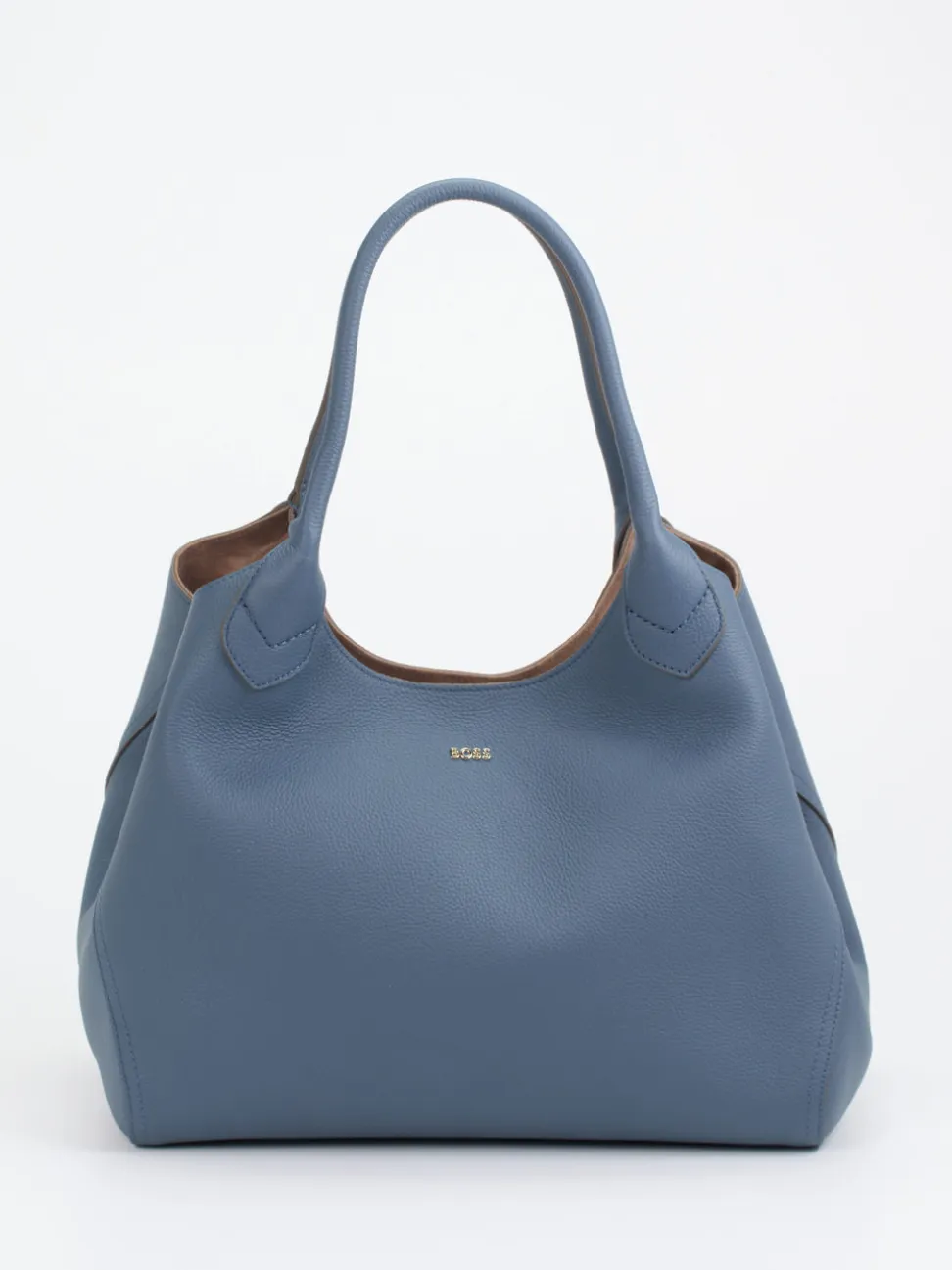 Boss – Shopper aus Leder in Taubenblau