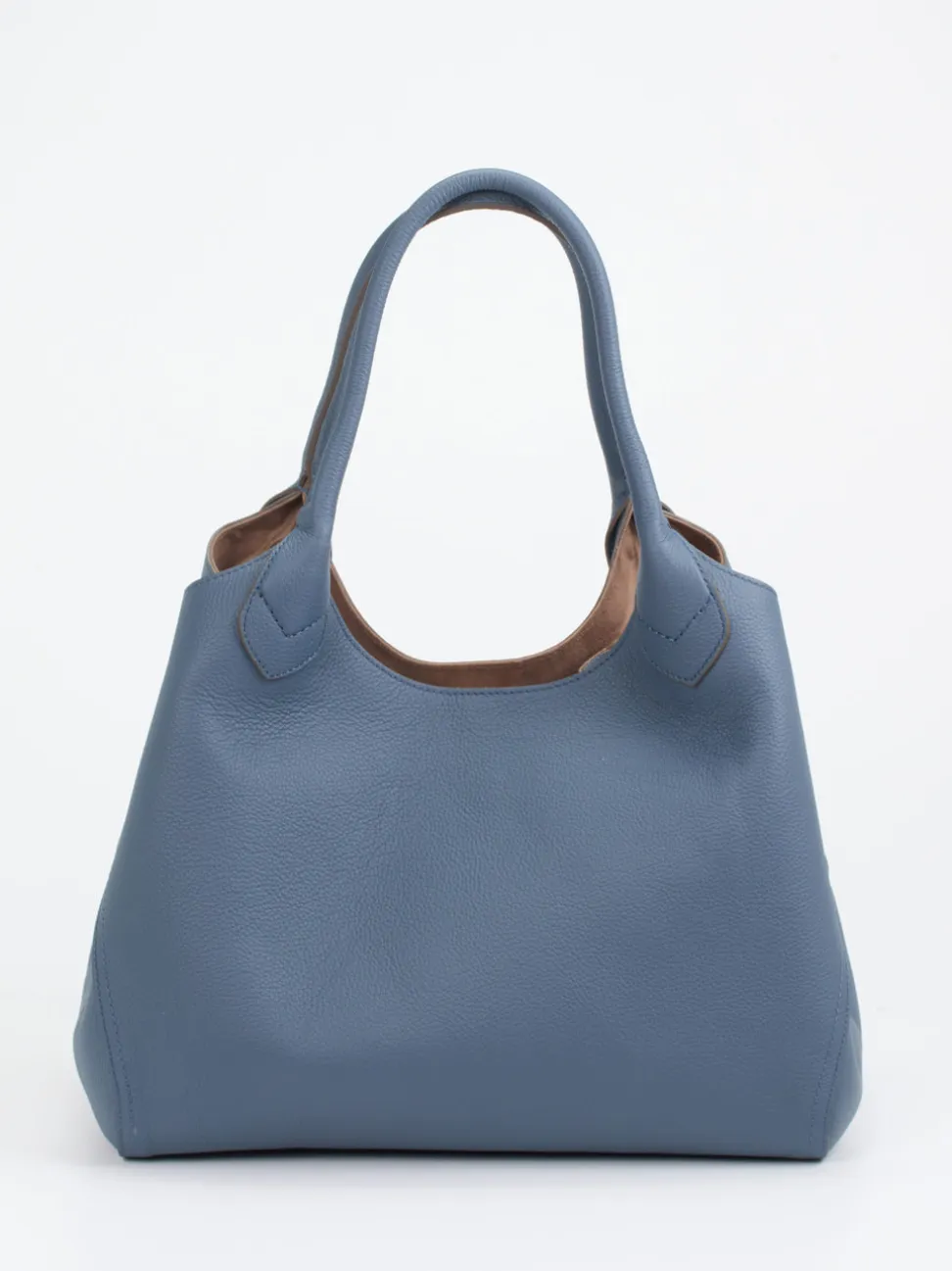 Boss – Shopper aus Leder in Taubenblau