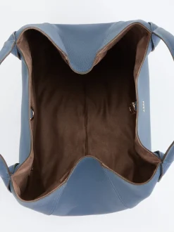 Boss – Shopper aus Leder in Taubenblau