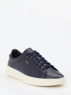 Boss – Sneaker aus Glattleder in Dunkelblau