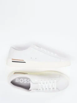 Boss – Sneaker aus Glattleder in Hellgrau