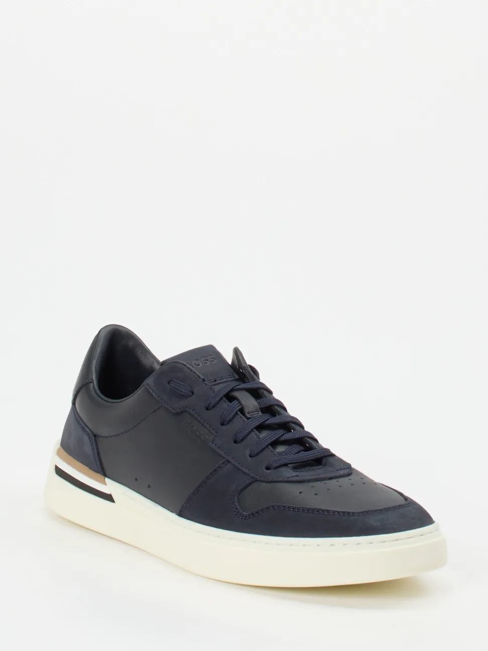 Boss – Sneaker aus Kalbleder in Dunkelblau