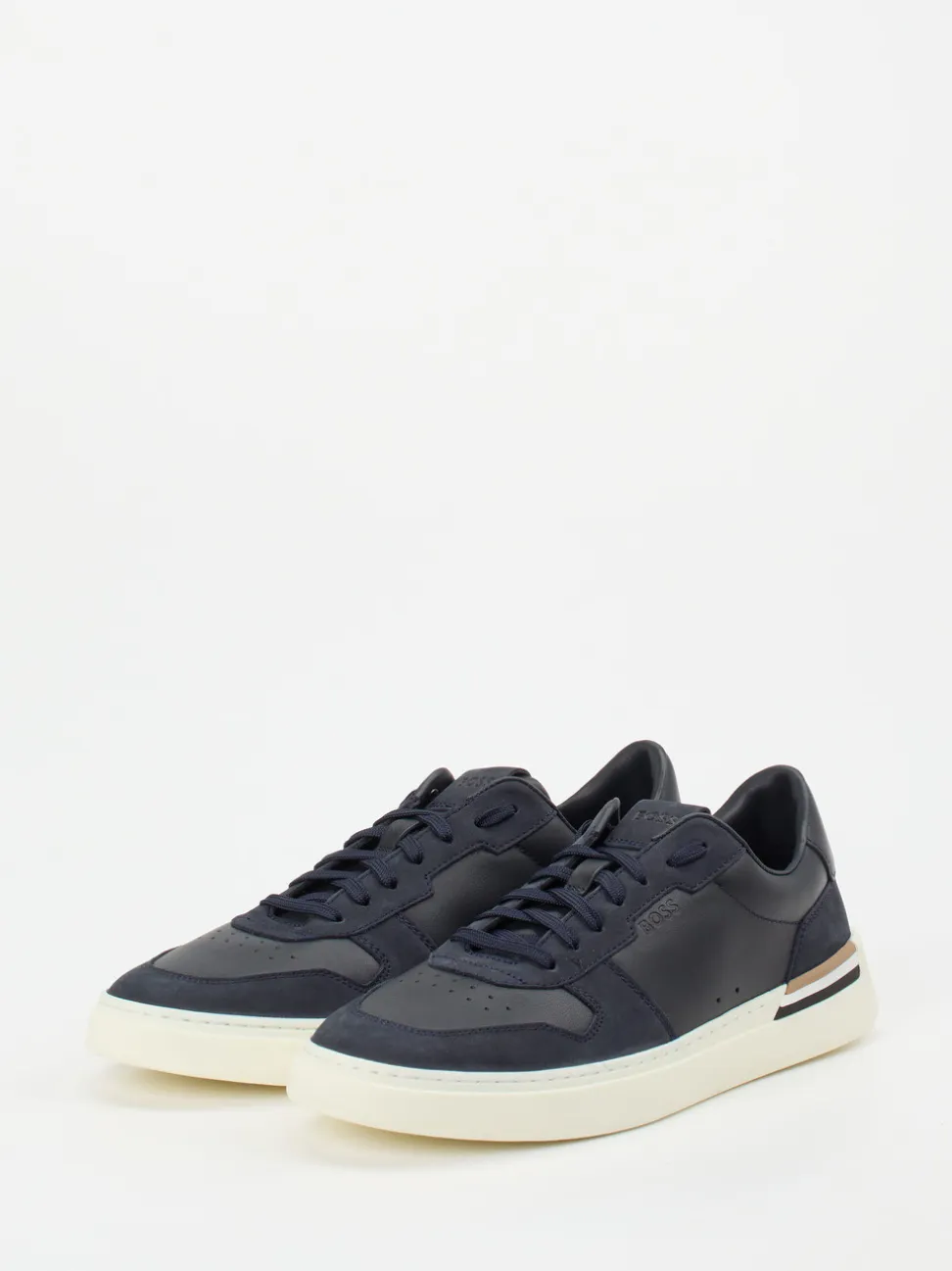 Boss – Sneaker aus Kalbleder in Dunkelblau