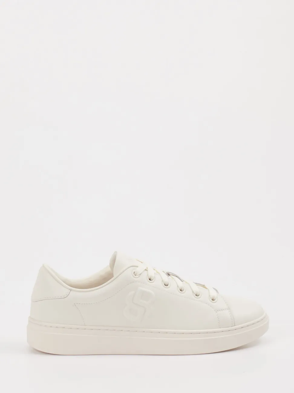 Boss – Sneaker aus Kalbleder in Cremeweiß
