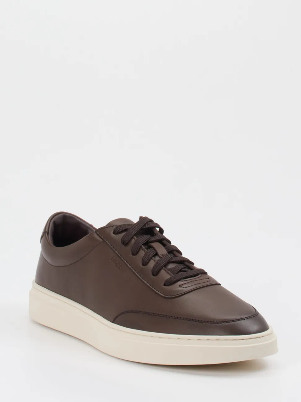Boss – Sneaker aus Kalbleder in Dunkelbraun