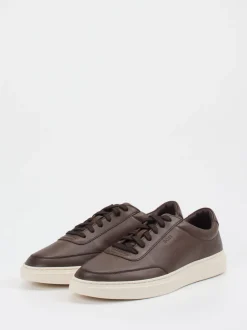 Boss – Sneaker aus Kalbleder in Dunkelbraun