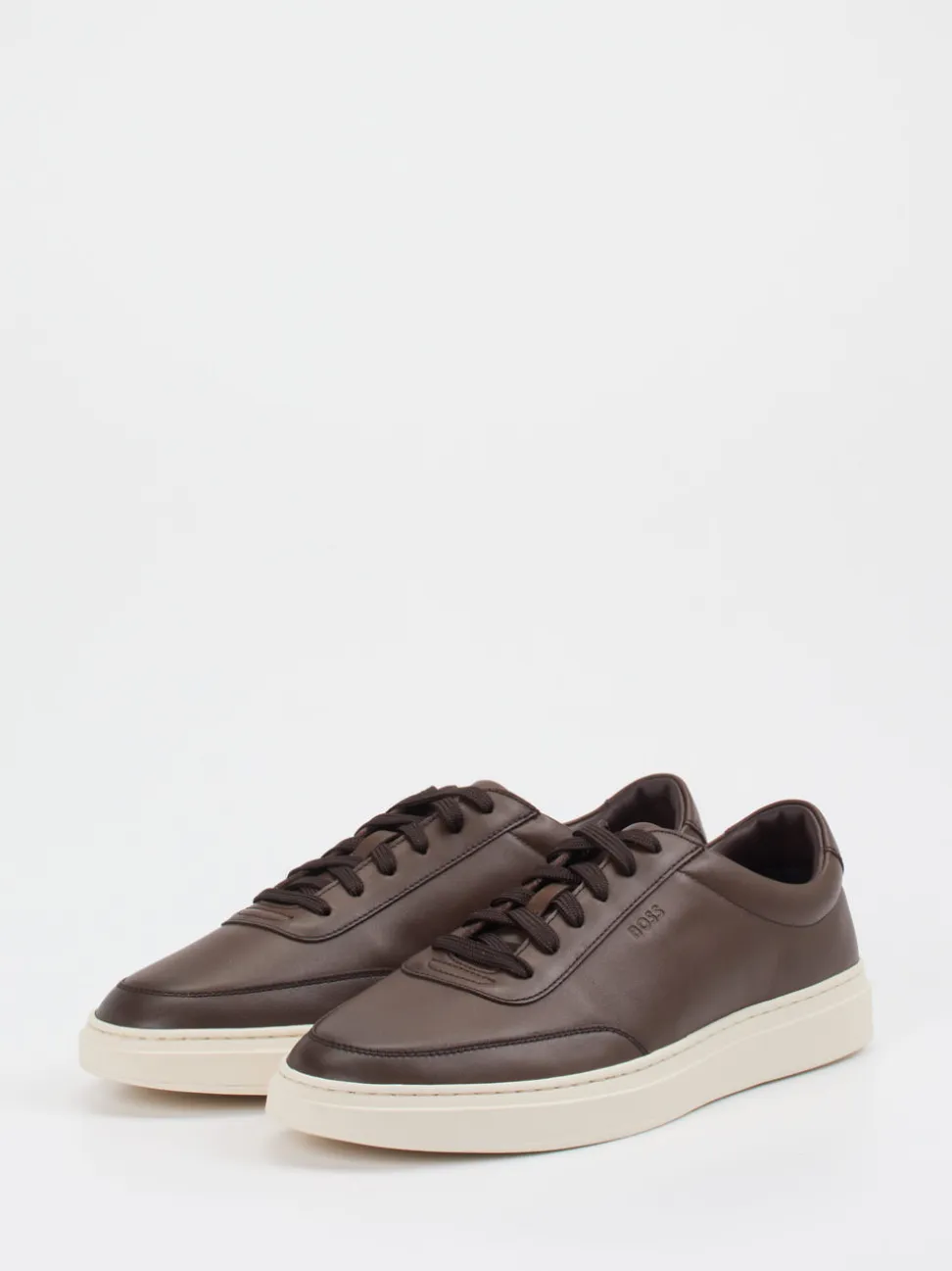 Boss – Sneaker aus Kalbleder in Dunkelbraun