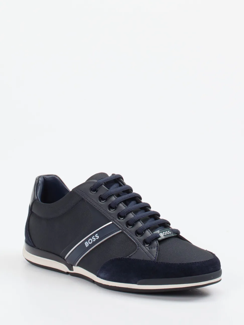 Boss – Sneaker aus Kalbleder und Velours dunkelblau