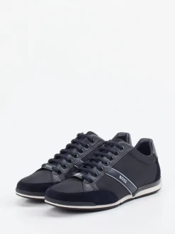 Boss – Sneaker aus Kalbleder und Velours dunkelblau
