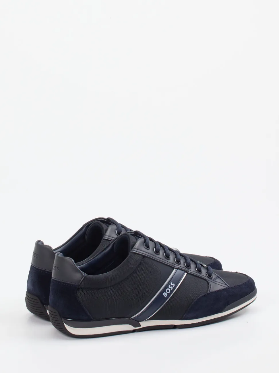 Boss – Sneaker aus Kalbleder und Velours dunkelblau