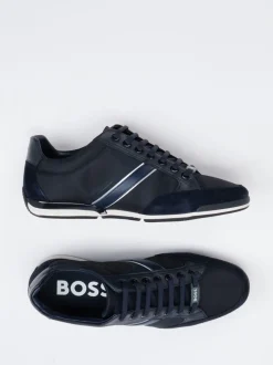 Boss – Sneaker aus Kalbleder und Velours dunkelblau