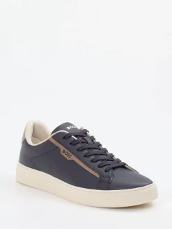 Boss – Sneaker aus Kalbleder in Dunkelblau