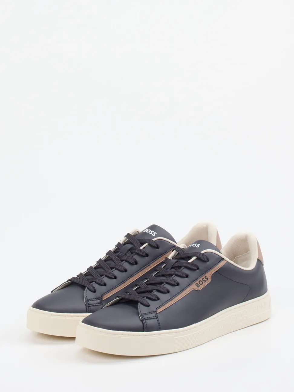 Boss – Sneaker aus Kalbleder in Dunkelblau