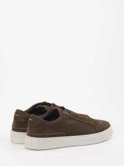Boss – Sneaker aus Leder in Dunkelbraun