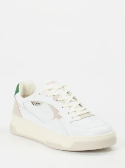 Boss – Sneaker aus Leder in Weiß mit Farbdetails