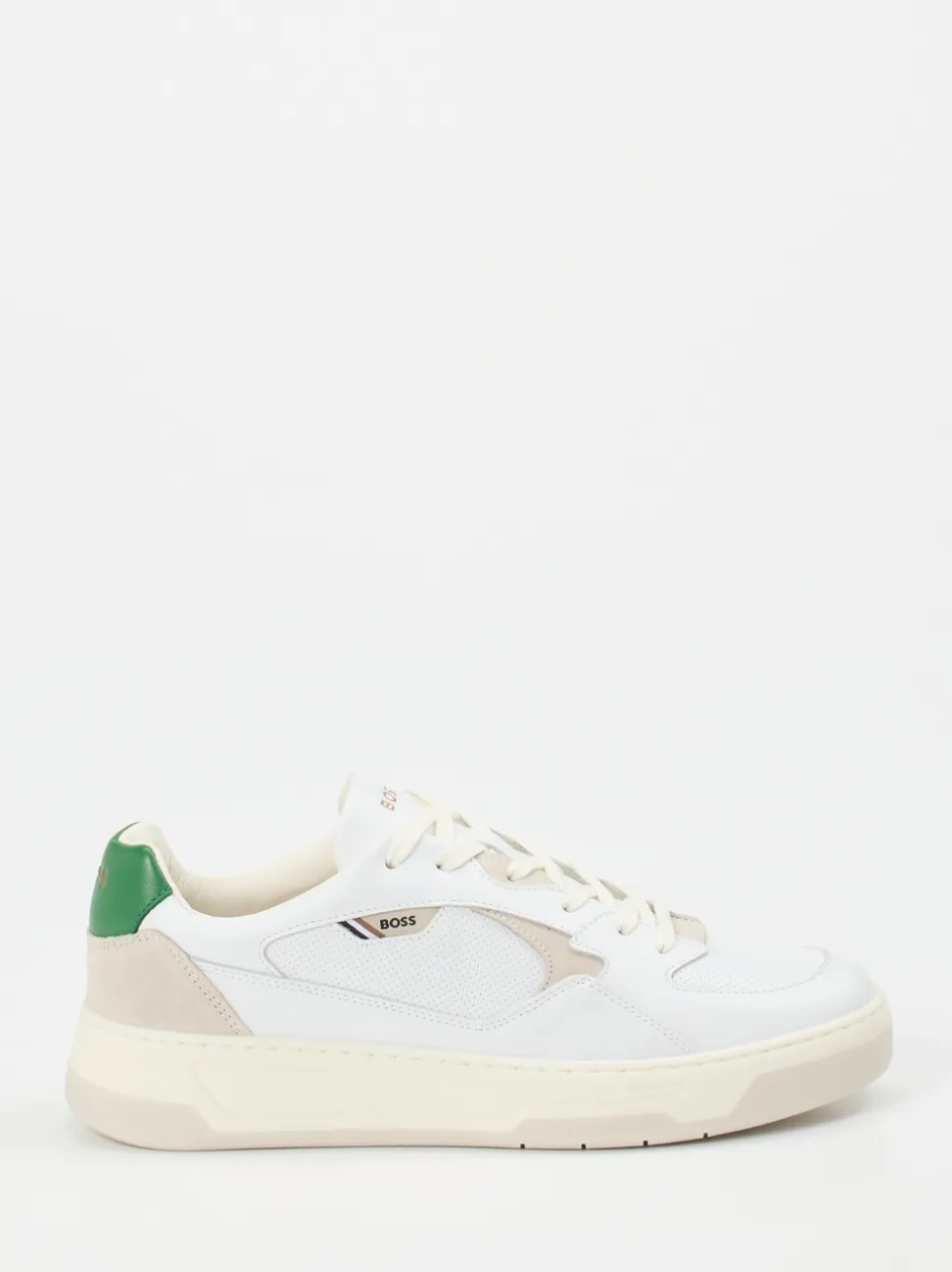 Boss – Sneaker aus Leder in Weiß mit Farbdetails