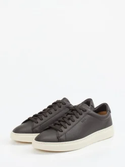 Boss – Sneaker aus Leder in Dunkelbraun