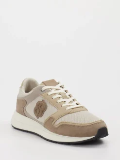 Boss – Sneaker aus Leder-Mesh-Mix in Beige