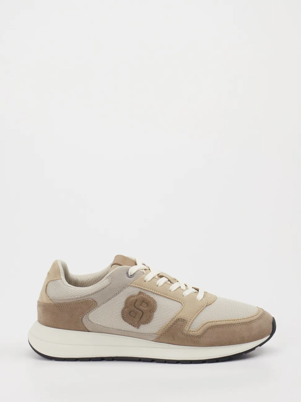 Boss – Sneaker aus Leder-Mesh-Mix in Beige