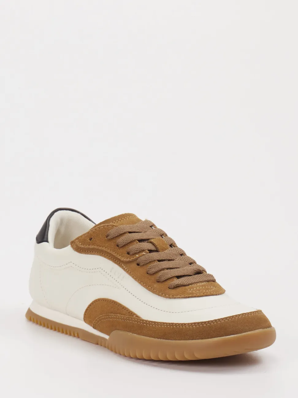 Boss – Sneaker aus Leder-Mix Offwhite Cognac