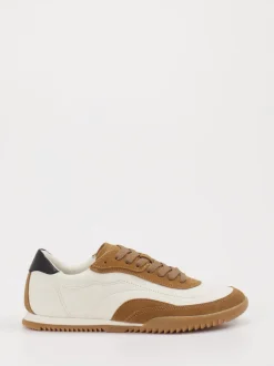 Boss – Sneaker aus Leder-Mix Offwhite Cognac