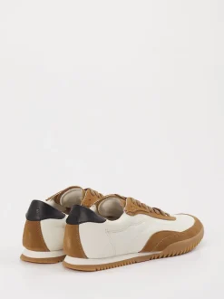 Boss – Sneaker aus Leder-Mix Offwhite Cognac